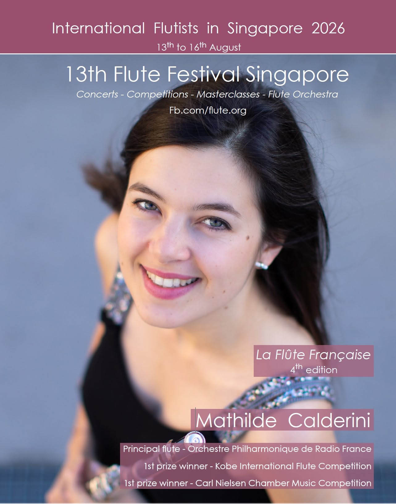 13th Flute Festival Singapore 2026 poster — International Flutists in Singapore, 13–16 August, The Arts House