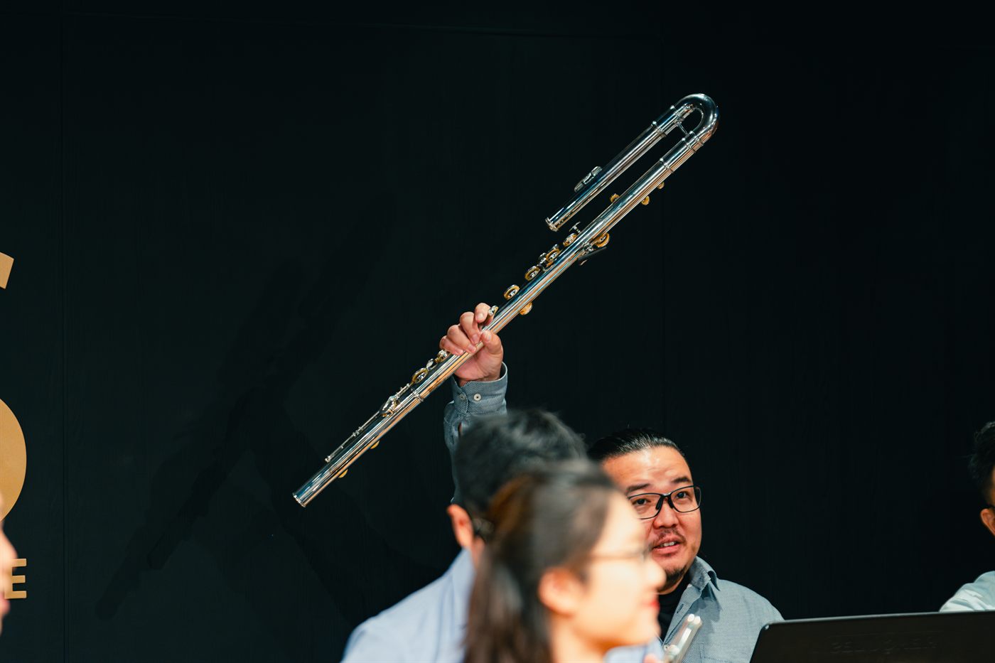 King's Flute Choir musicians with the bass flute